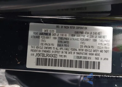 2024 Mazda Cx-5 2.5 S Select z USA, uszkodzony, nr VIN JM3KFBBL2R0434323